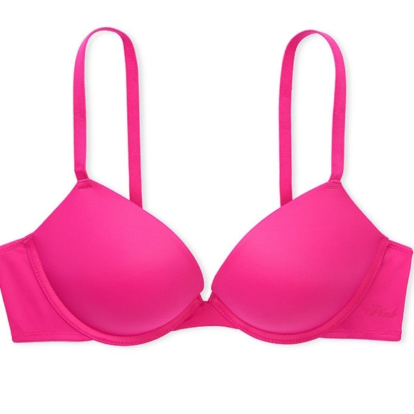 VS PINK Wear Everywhere Push-up Bra in Hot Pink sz 36DD - Picture 3 of 6